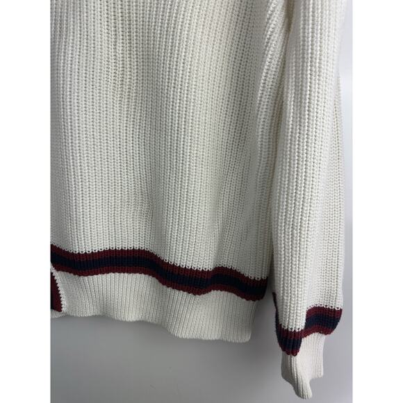 Carbon38 Mixed Media Rugby Collared Sweater Ribbed Thick Knit Ivory Size Large - Picture 5 of 13